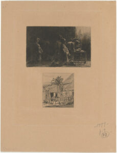 Enfants en prière; Charrete près d’une maison