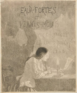 Title plate from the series “Eaux-fortes et vernis-mous par Ch. Jacque et Louis Marvy”
