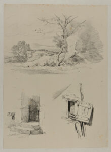 Trees and rocks, doorstep, window