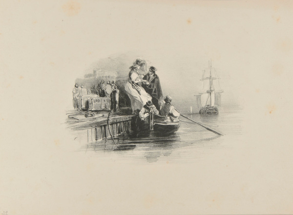 WOMAN BOARDING ROWBOAT