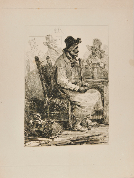 SEATED MAN WITH CANE