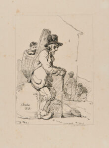 Man carrying child in basket on his back