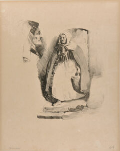 Vieille femme descendent un escalier