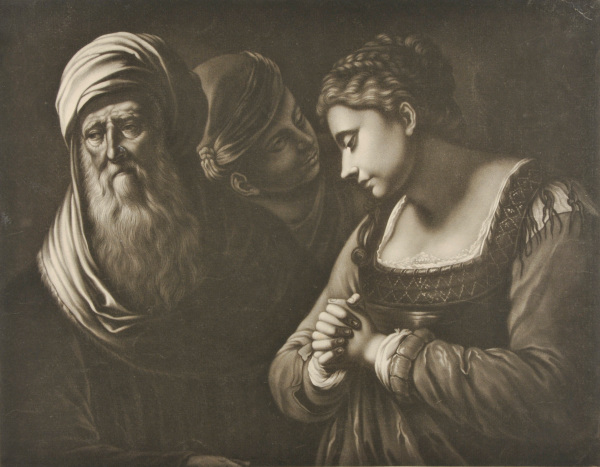 Three figures, including woman with clasped hands - Image 3