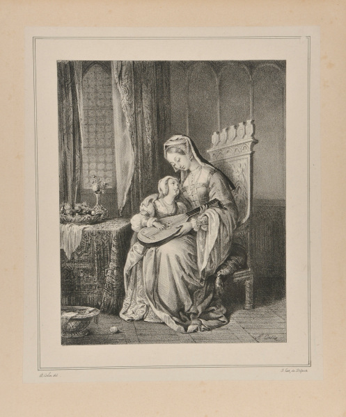 Mother and daughter with lute
