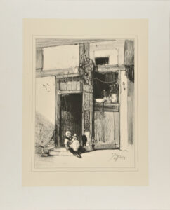 Child Holding a Doll, Seated in a Doorway