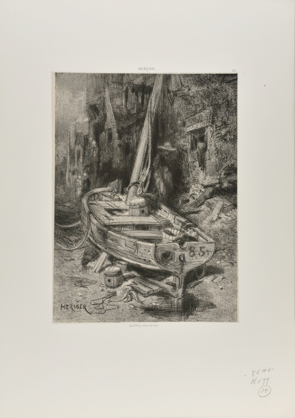 DRYDOCKED BOAT IN FRONT OF FISHERMAN'S HOUSE