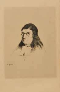 Head of an old man with glasses