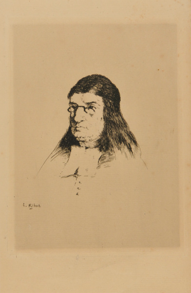 Head of an old man with glasses