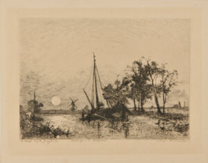 Boat Docked on a River in Holland