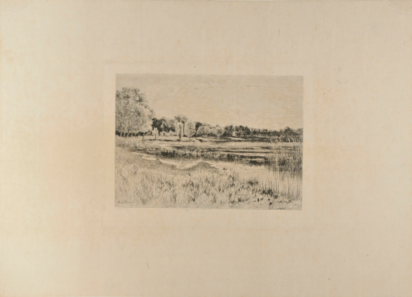 LANDSCAPE WITH A POND SURROUNDED BY TREES