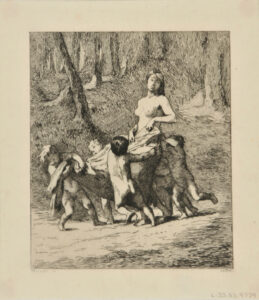 Woman Carried by Cupids