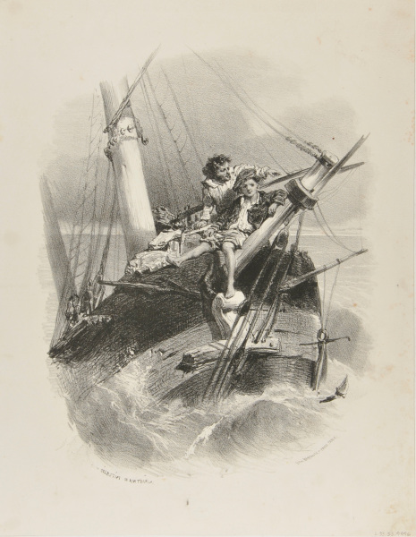 Two Men on a Shipwrecked Boat