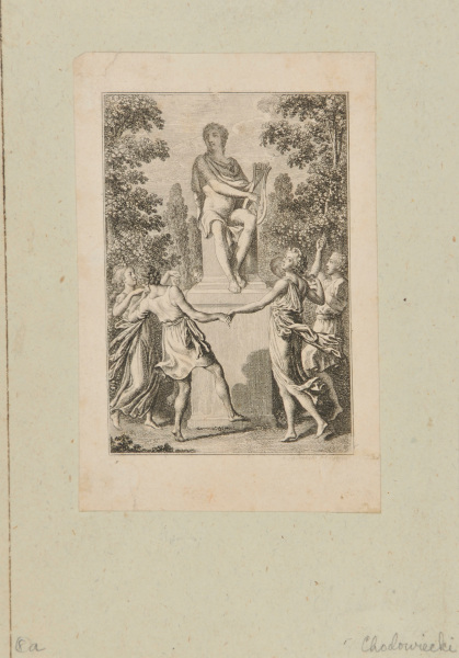 NYMPHS DANCING AROUND A STATUE OF APOLLO