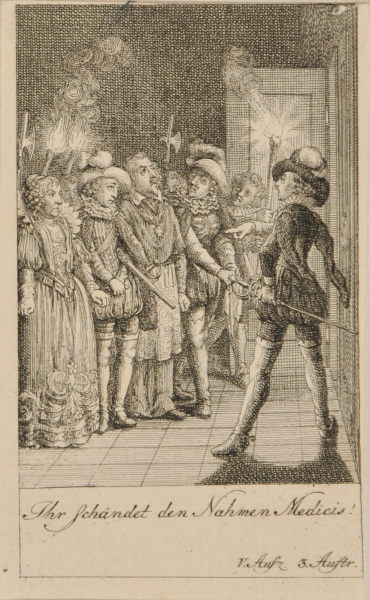 Plate 11 from Marie-Joseph Chénier’s “Bartholomäusnacht” for the “Göttinger Taschenkalender fur das Jahr 1791”