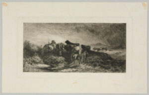 Man Driving Home Cattle in a Storm