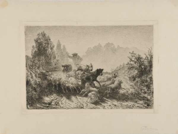 Landscape with Man Driving Cattle and Sheep