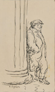 Man Leaning Against Column