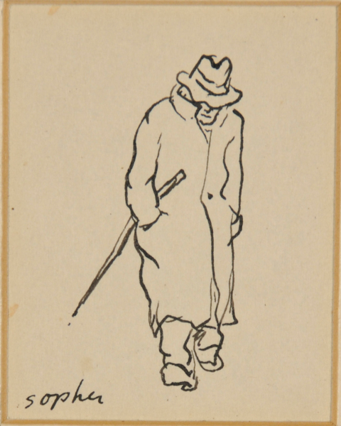 MAN WALKING WEARING HAT AND TRENCH COAT