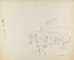 Men Working on the Street (recto); Steering the Boat (verso)