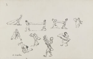Studies of Figures Carrying Boards