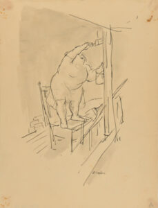 Woman Painting a Pillar