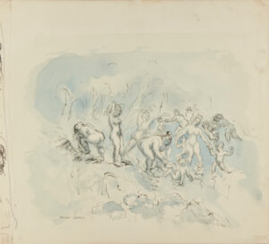 Nudes in the Forest (Recto); Men at a Table (Verso)