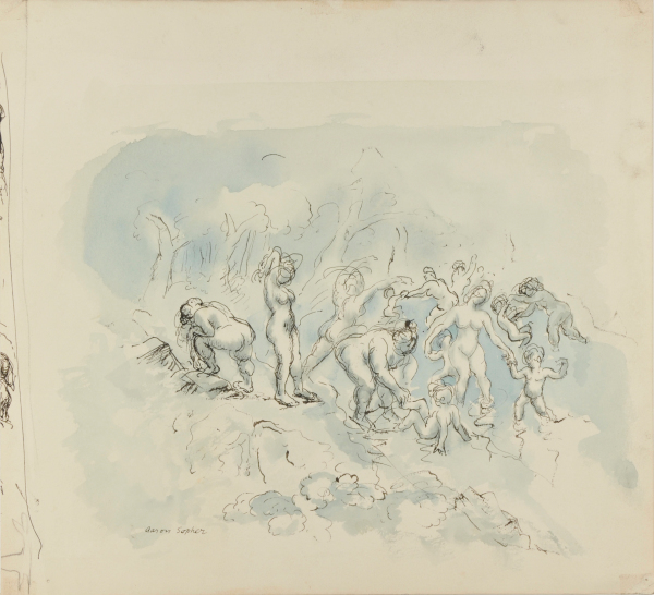 NUDES IN THE FOREST (RECTO); MEN AT A TABLE (VERSO)