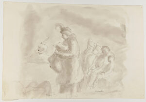 Woman Standing, People Sitting (recto); Street Scene (verso)