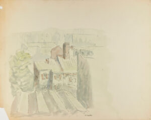 Rooftop View (recto); Group of Men (verso)