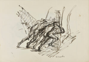 Group of Men Pushing (recto); Sketches of Women (verso)
