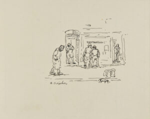 Street Scene Outside of Restaurant