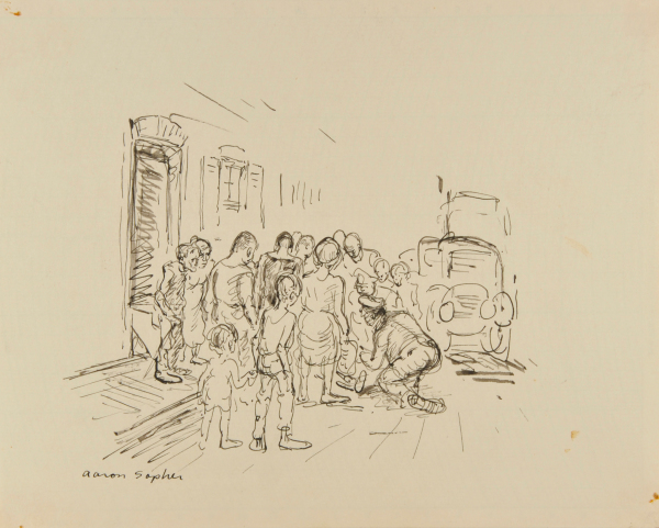 CROWD GATHERING AROUND POLICE SCENE