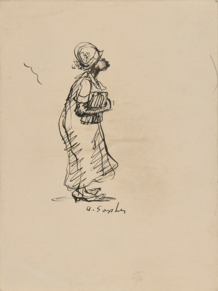 AFRICAN-AMERICAN WOMAN CARRYING BUNDLE