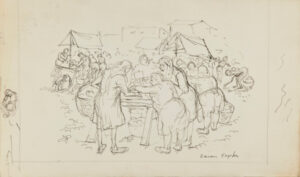 Market Scene (recto); Drawing Outdoors (verso)