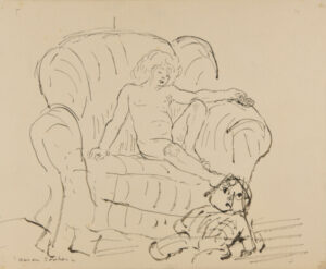 Nude Girl on Chair (recto); Sketch of Nude Girl on Chair (verso)