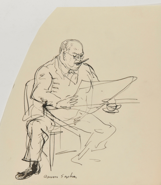 MAN WITH CIGAR READING THE NEWSPAPER