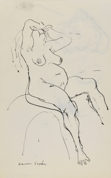 NUDE WOMAN (RECTO); PROFILE PORTRAIT SKETCHES (VERSO)