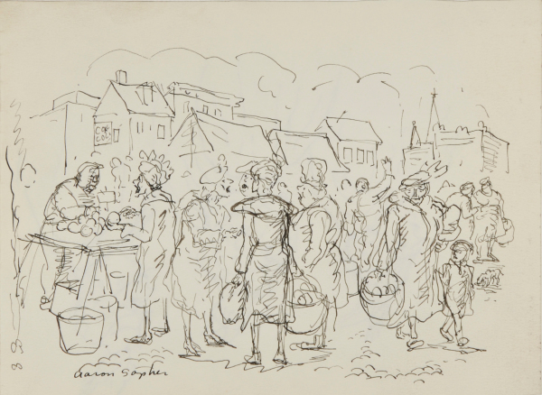 OUTDOOR MARKET (RECTO); THREE WOMEN (VERSO)