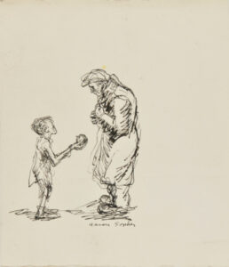 Boy Giving an Apple to a Man (recto); Portrait (verso)