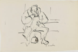 Man Sitting and Holding His Glasses