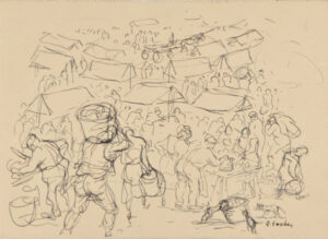 Outdoor Market (recto); Street Scene (verso)