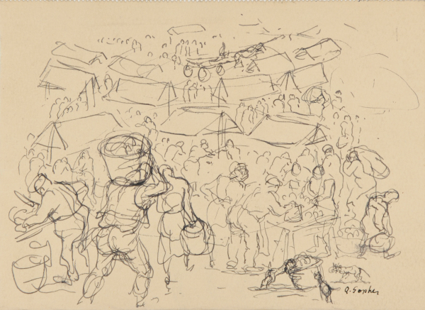 OUTDOOR MARKET (RECTO); STREET SCENE (VERSO)