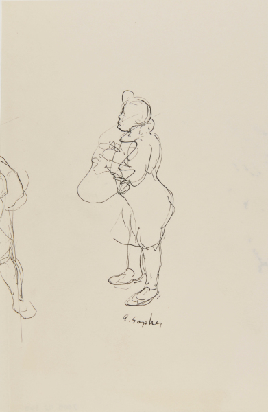 WOMAN STANDING IN PROFILE