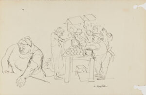 Market Scene (recto); Two Seated Women (verso)