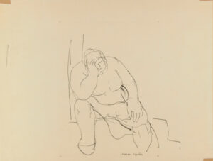 Tired Woman Sitting with Head in Hand