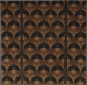 Printed Velveteen with Abstract Peacock Feather Motif