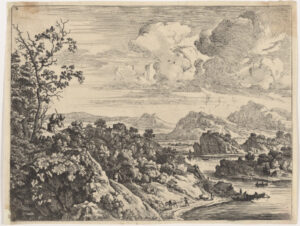 Man with a Pack on his Back at Left, with the Rhine Valley in the Distance