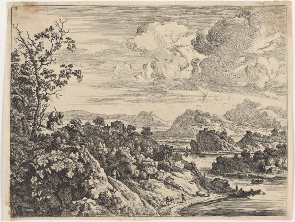 Man with a Pack on his Back at Left, with the Rhine Valley in the Distance - Image 1