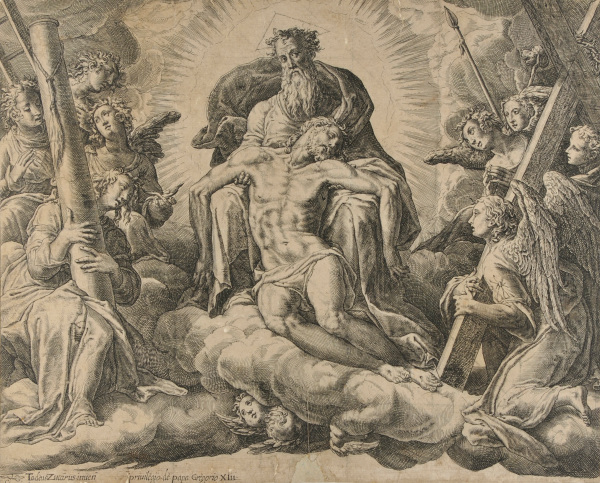 The Body of Christ Upheld by God the Father, Surrounded by Angels with Instruments of the Passion